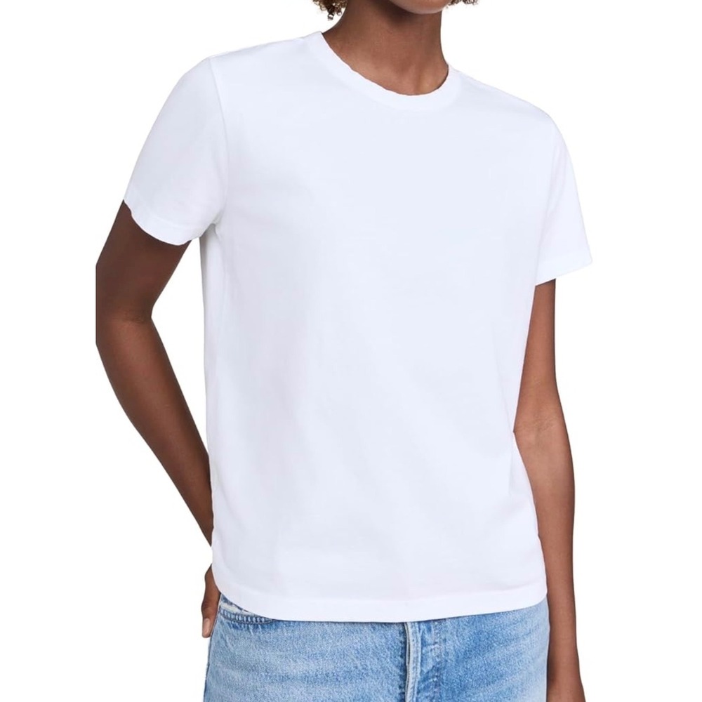 NWT Madewell XS Perfect Crewneck Tee in Allday Jersey, Eyelet White Shirt Sleeve